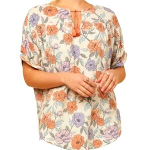 Hayden Los Angeles Floral Boho Tie Top‎ Size 1XL